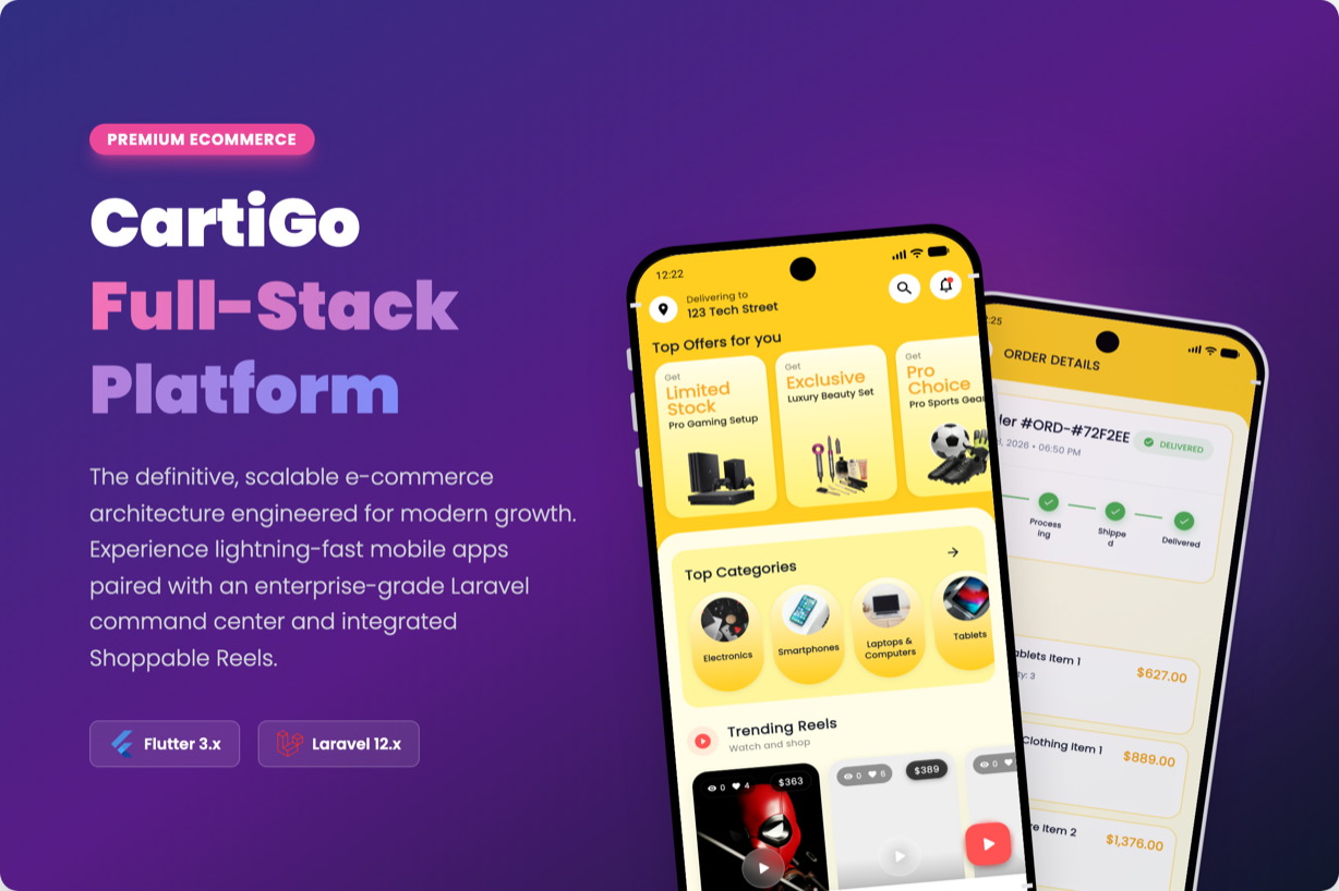 CartiGo – On-Demand Delivery & eCommerce Flutter App | Customer, Store & Rider Apps + Laravel