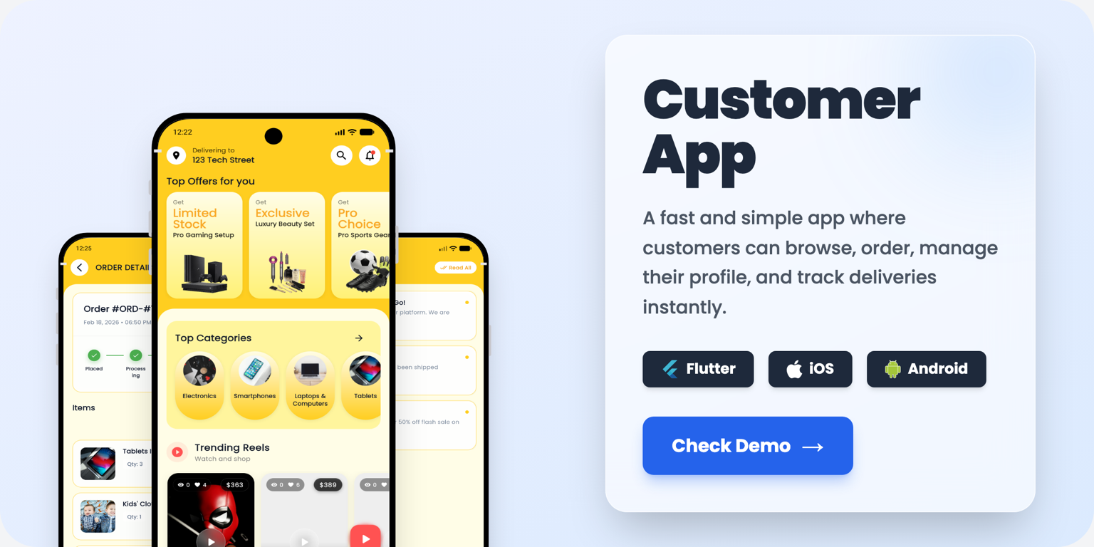 CartiGo – On-Demand Delivery & eCommerce Flutter App | Customer, Store & Rider Apps + Laravel
