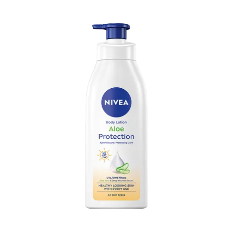 NIVEA Aloe Protection Body Lotion SPF 15|Aloe Vera Extracts & Deep Moisture Serum|Men & Women