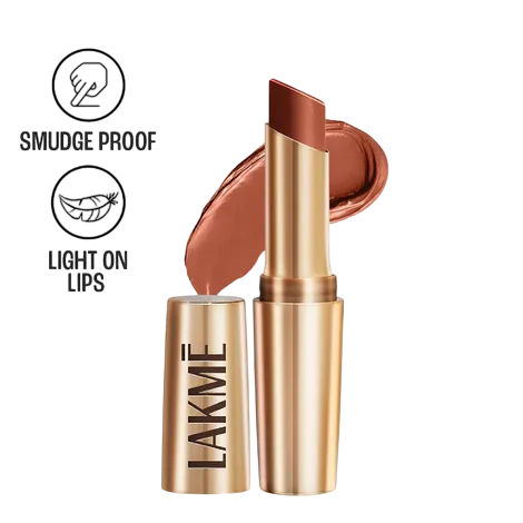 Lakme 9to5 Powerplay Priming Matte Lipstick, Lasts 16hrs, Caramel Latte