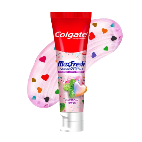 Colgate MaxFresh Rainbow Fresh Gel Toothpaste with Heart Shaped Crystals, Triple Mint Flavour