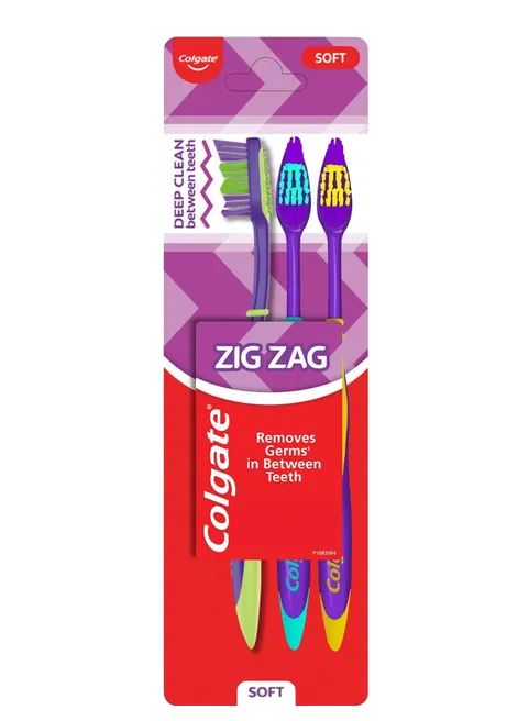 Colgate ZigZag Soft Bristle Toothbrush, Compact Brush Head for Deep & Complete Cleansing