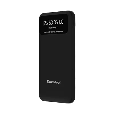 Candytech CTPB10PD 10000 mAh 24W Fast Charging Power Bank (2 Type A & 1 Type C Ports, Digital Display, Black)