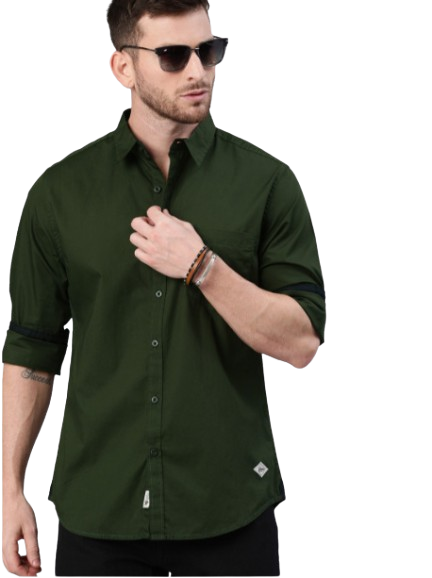 Roadster Men Olive Green Cotton Casual Shirt