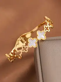 Women Mother of Pearl Gold-Plated Bangle-Style Bracelet