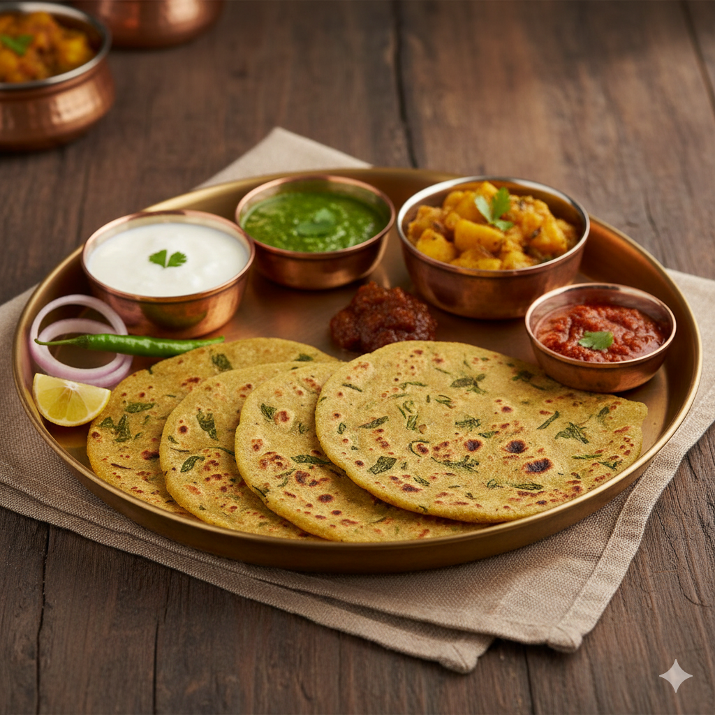 4 methi thepla thali thal