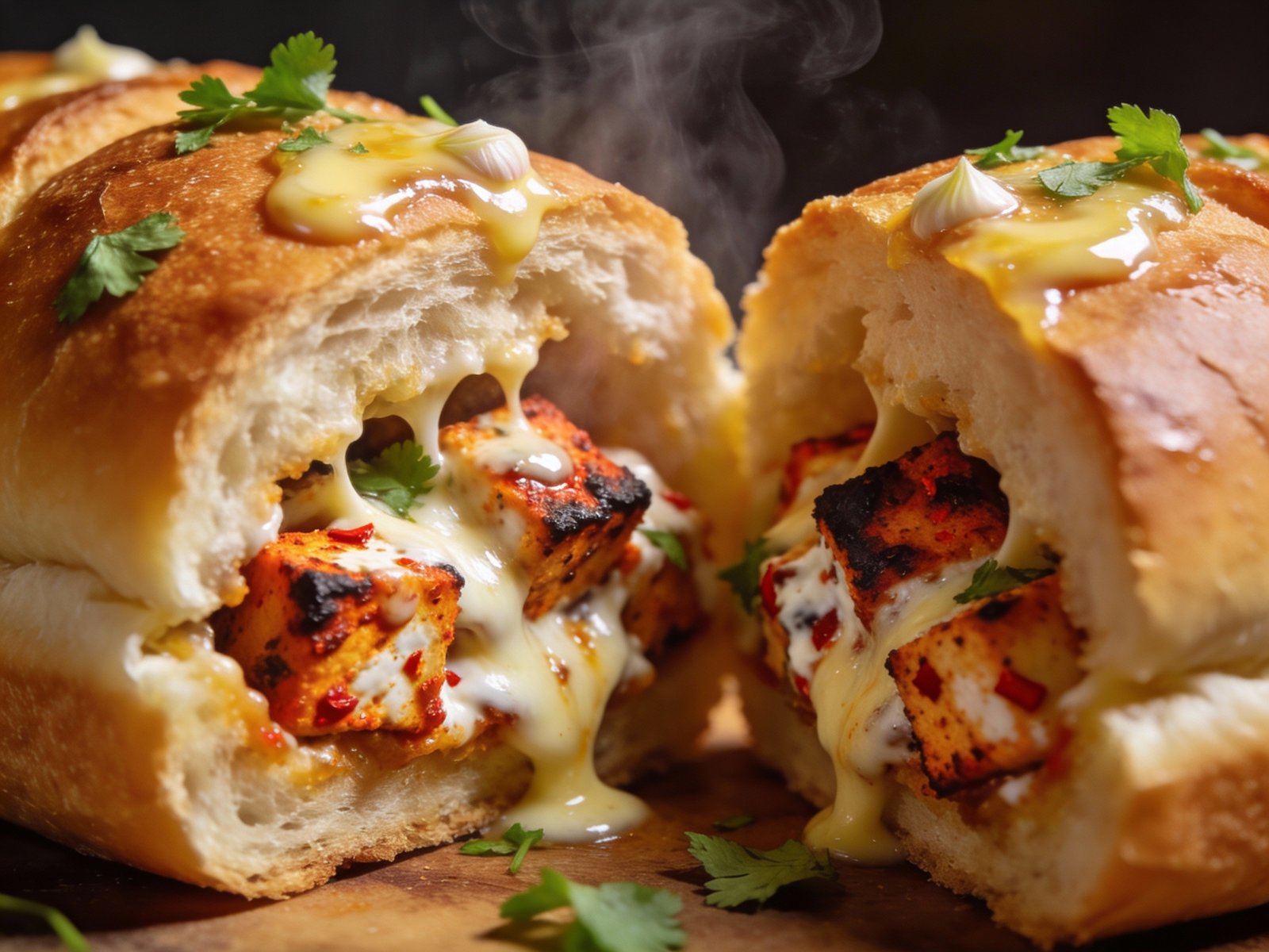 Paneer Tikka Stuffed Garlic Bread