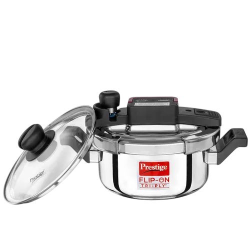 PRESTIGE FLIP-ON TRI-PLY STAINLESS STEEL PRESSURE COOKER