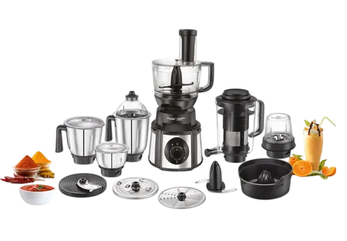 Prestige Endura Pro 1000 Watt Multi Functional Mixer Grinder | Heavy-Duty Ball Bearing Copper Motor | 6 Jars with Food Processing Attachments | 14 Functions in One | 5Y Motor Warranty