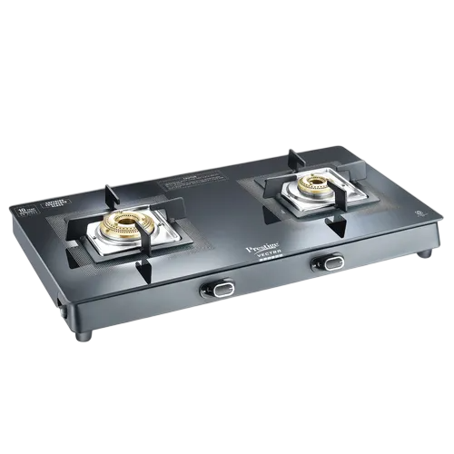 Prestige Vectra Gas Table | Powder Coated Body | Glass Top with Brass Burners
