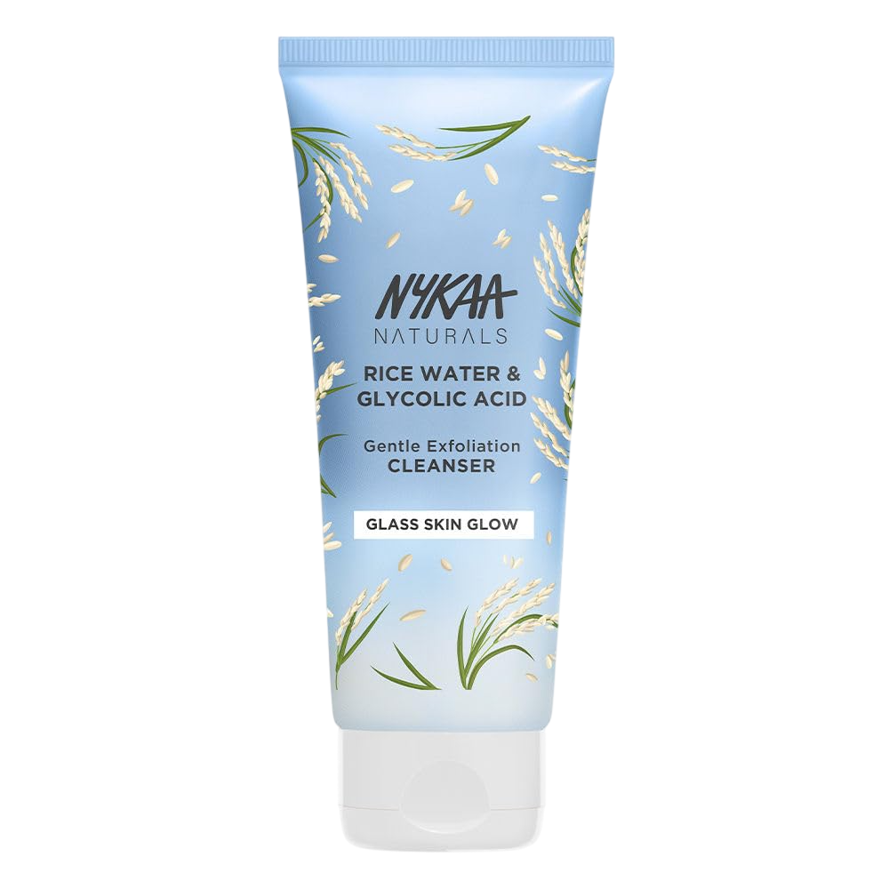 Nykaa Rice Water & Glycolic Acid Gentle Exfoliation Face Wash Cleanser for Glass Skin Glow, All Skin Types