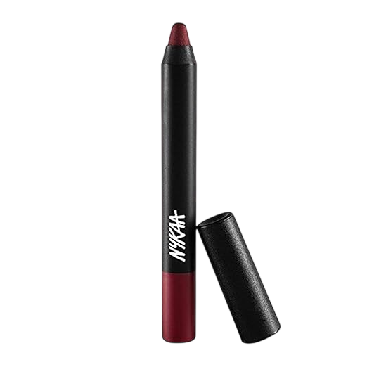 Nykaa MATTE-ilicious Lip Crayon - Perfect Plum shade No 02 With Prove Your Point Cosmetic Sharpener