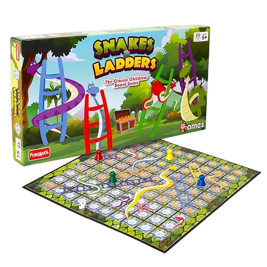 Funskool Snake & Ladders, Strategy Game, Board Game for Kids, Adults, Families, Educational, Fun, 2 to 4 Players, Family Fun, Learning Activity Toy for Childrens, Gift Set for Kid, Ages 5+ Years