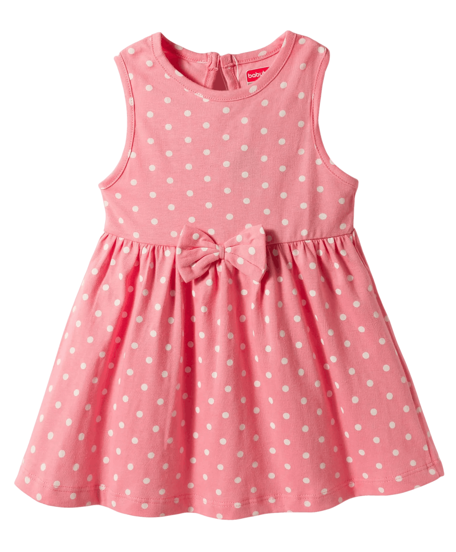 Babyhug Single Jersey Knit Frill Sleeves Frock with Floral Print & Bow Applique - Red